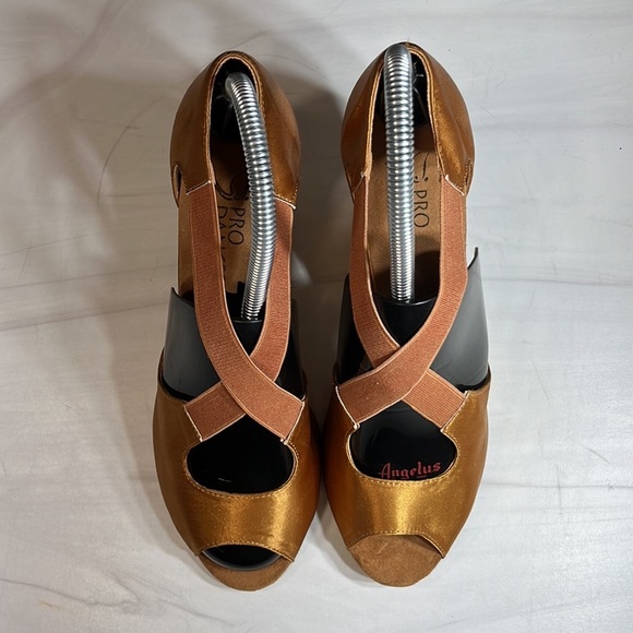 Pro Dancer Peep Toe Heel Brown sz 8.5 - Picture 5 of 8
